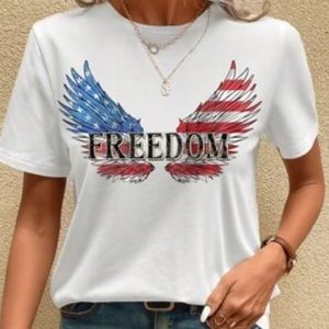 NWT SHEIN Emery Rose Americana & Letter Graphic Tee